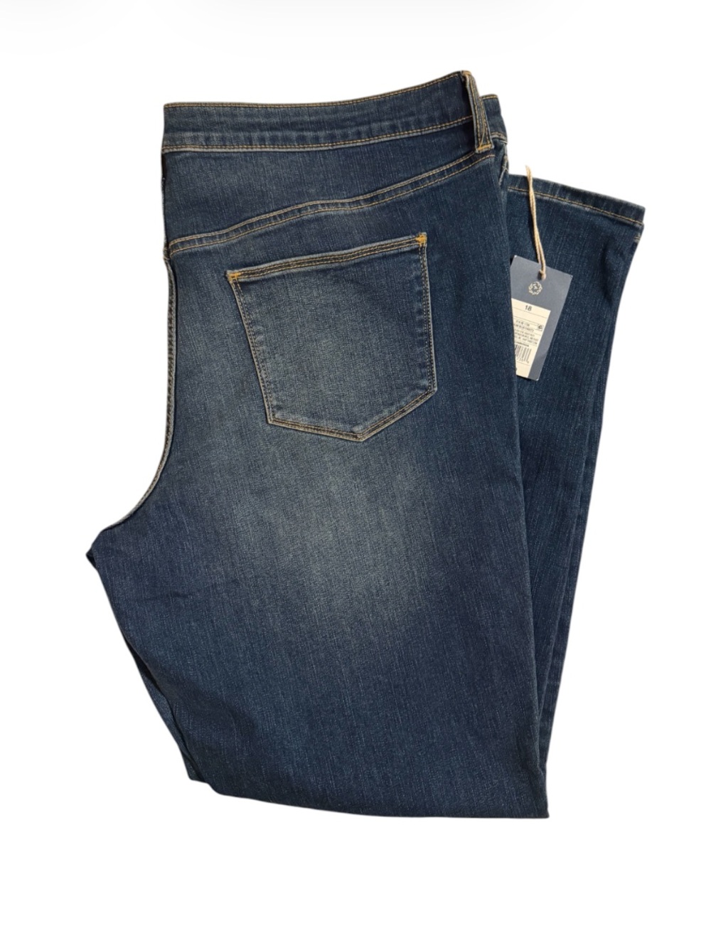 NWOT 18 Universal Threads Mid-Rise Med Wash Power Stretch Ankle Denim Blue Jeans